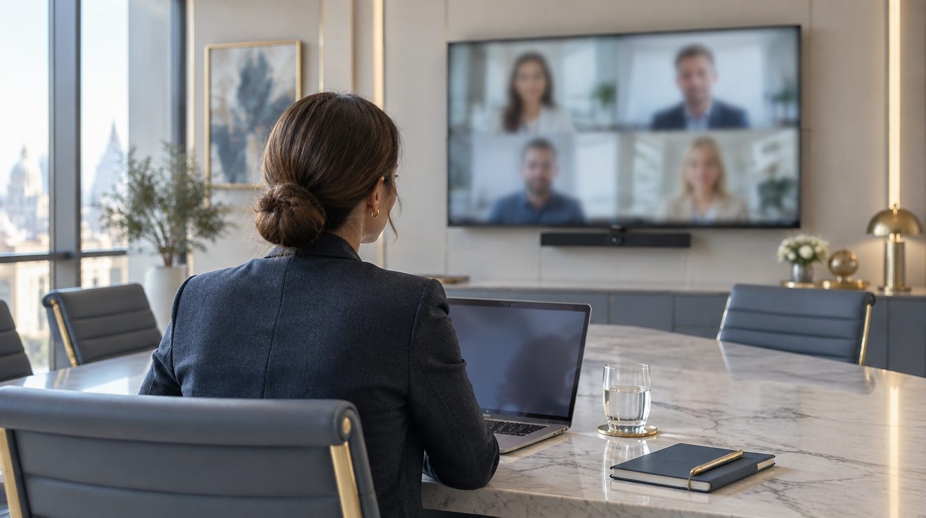 Besprechung per Video in einem Besprechungsraum