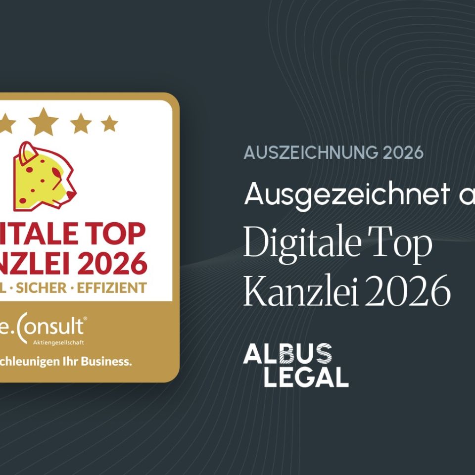 Ausgezeichnet: ALBUS LEGAL ist Digitale Top Kanzlei 2026